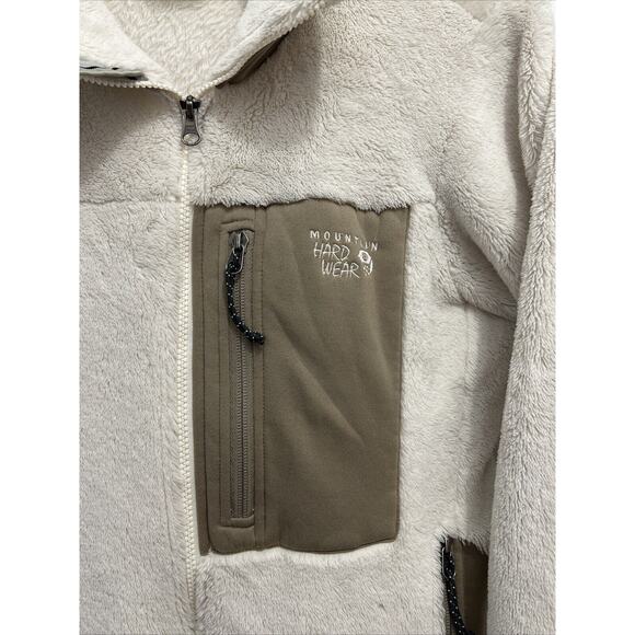 Mountain Hardwear Polartec High Loft Jacket Women MEDIUM White/Tan MONKEY STYLE - Picture 3 of 10